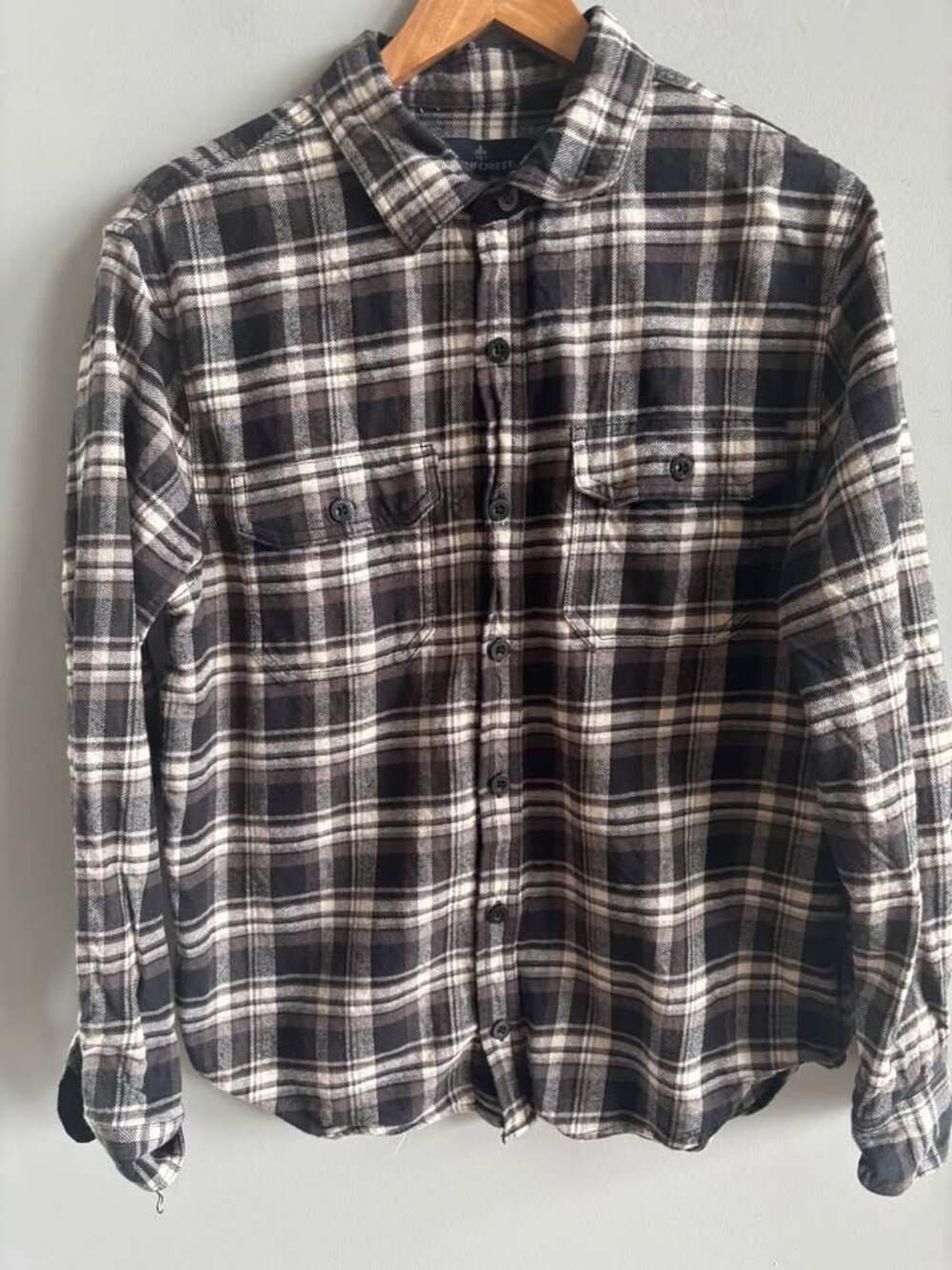 Rainforest Men's Size L Black and White Plaid Flannel Shirt